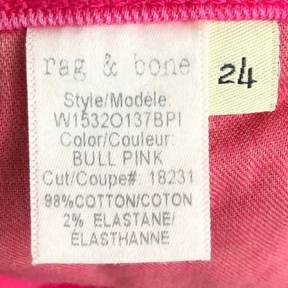Rag & Bone Bull Pink High Waist Skinny Jeans Size 24 - Picture 6 of 8
